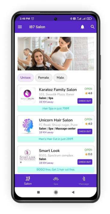 Salon and Spa Appointment Booking App | IB7